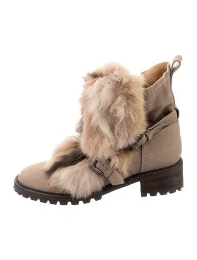Pre-owned Schutz Suede Combat Boots In Neutrals