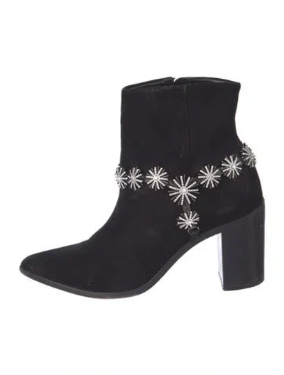 Pre-owned Schutz Suede Crystal Embellishments Boots In Black