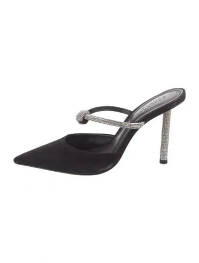 Pre-owned Schutz Suede Crystal Embellishments Mules In Black