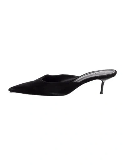 Pre-owned Schutz Suede Crystal Embellishments Mules In Black