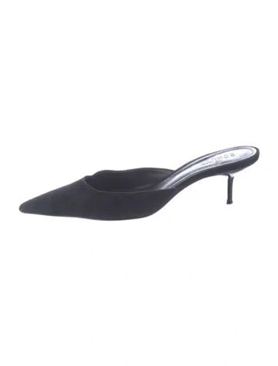 Pre-owned Schutz Suede Crystal Embellishments Mules In Blue
