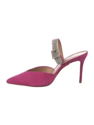 Pre-owned Schutz Suede Crystal Embellishments Mules In Pink