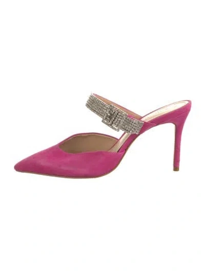 Pre-owned Schutz Suede Crystal Embellishments Mules In Pink