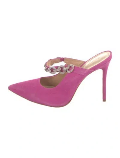 Pre-owned Schutz Suede Crystal Embellishments Mules In Pink
