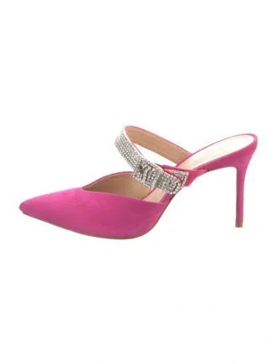 Pre-owned Schutz Suede Crystal Embellishments Mules In Pink