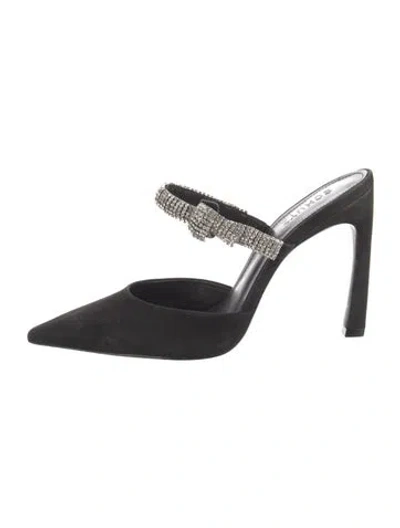 Pre-owned Schutz Suede Crystal Embellishments Sandals In Black