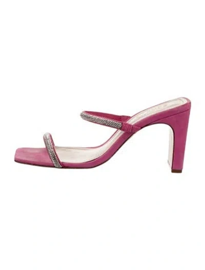 Pre-owned Schutz Suede Crystal Embellishments Sandals In Purple