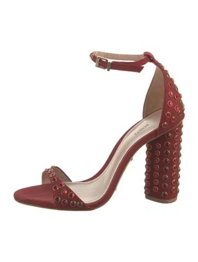 Pre-owned Schutz Suede Crystal Embellishments Sandals In Red