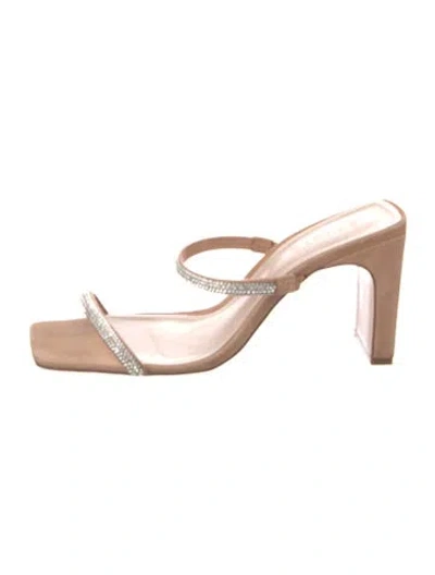 Pre-owned Schutz Suede Crystal Embellishments Slides In Brown