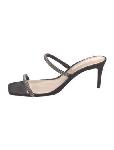 Pre-owned Schutz Suede Crystal Embellishments Slides In Multi