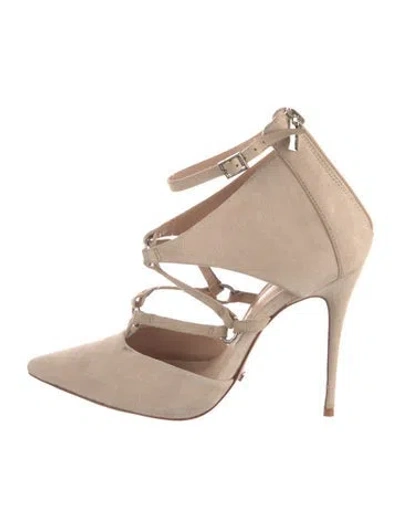 Pre-owned Schutz Suede D'orsay Pumps In Neutral