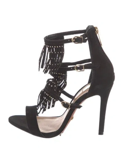 Pre-owned Schutz Suede Gladiator Sandals In Black