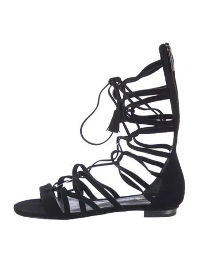 Pre-owned Schutz Suede Gladiator Sandals In Black