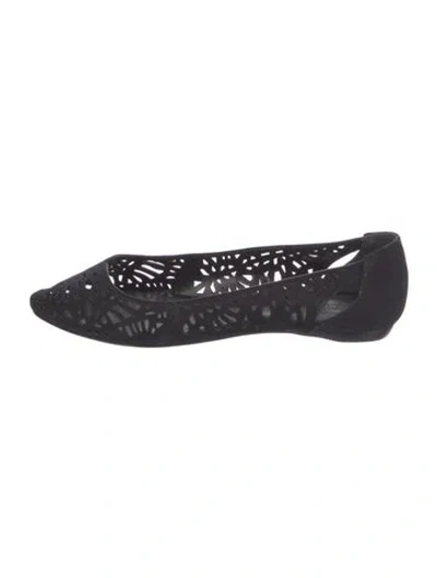 Pre-owned Schutz Suede Lace Pattern Flats In Blue