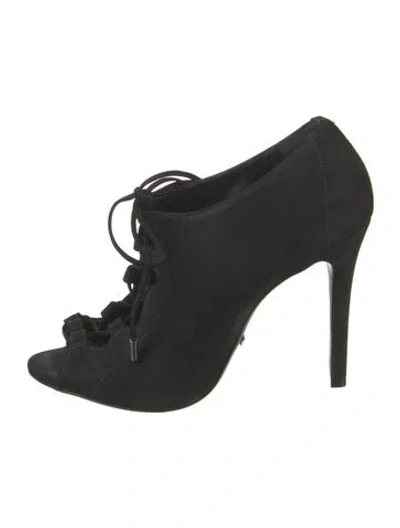 Pre-owned Schutz Suede Lace-up Boots In Black