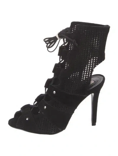 Pre-owned Schutz Suede Lasercut Accents Pumps In Black