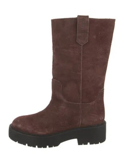 Pre-owned Schutz Suede Moto Boots In Brown