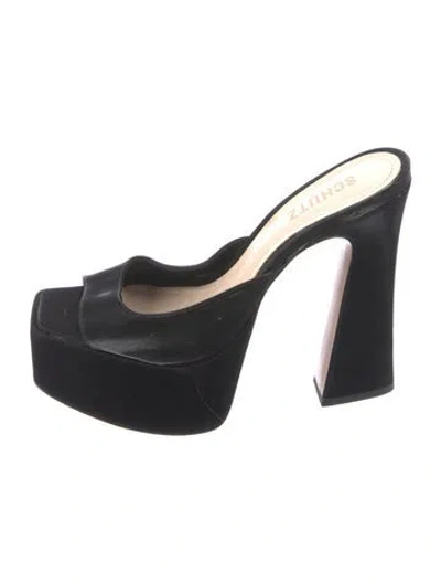 Pre-owned Schutz Suede Mules In Black