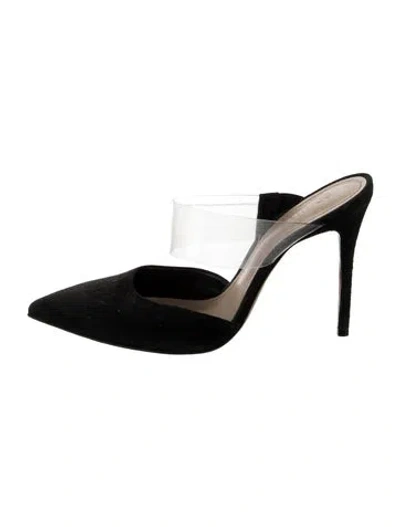 Pre-owned Schutz Suede Mules In Black/clear