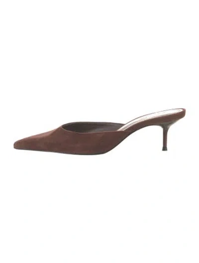 Pre-owned Schutz Suede Mules In Brown
