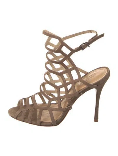 Pre-owned Schutz Suede Mules In Neutral