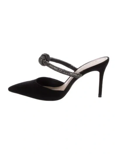 Pre-owned Schutz Suede Patterned Mules In Black