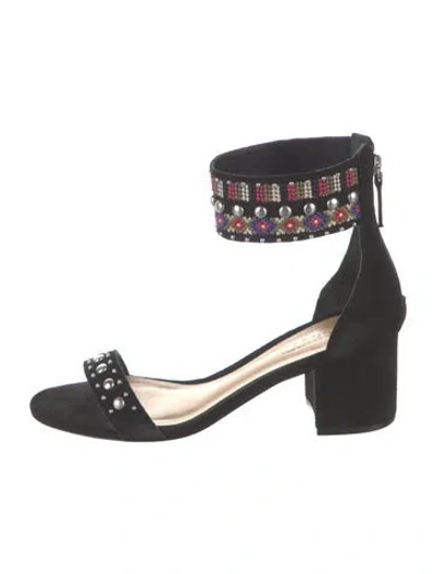 Pre-owned Schutz Suede Patterned Sandals In Black