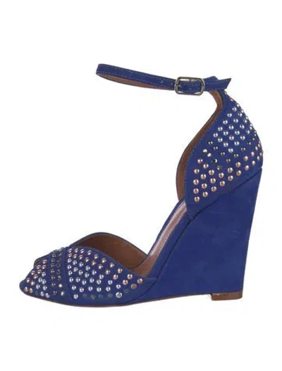 Pre-owned Schutz Suede Printed D'orsay Pumps In Blue