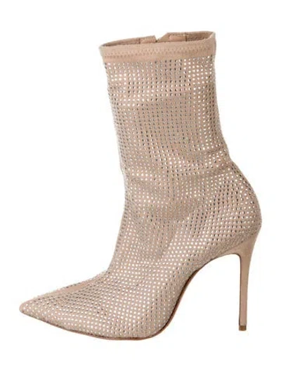 Pre-owned Schutz Suede Printed Sock Boots In Neutrals