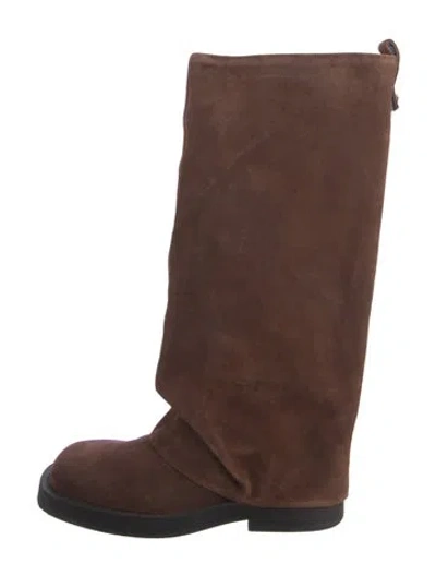 Pre-owned Schutz Suede Riding Boots In Brown