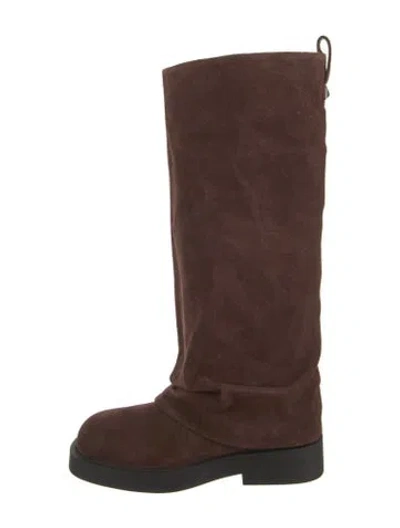 Pre-owned Schutz Suede Riding Boots In Brown