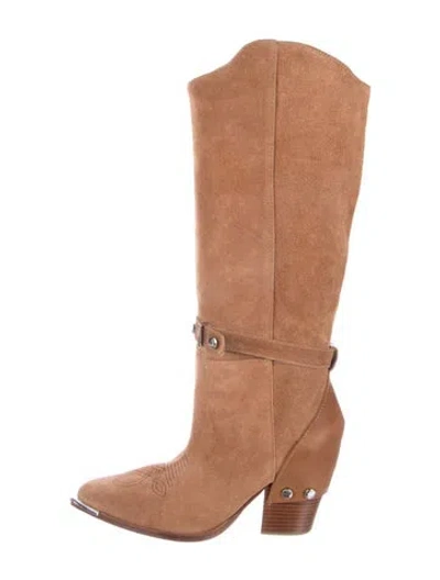 Pre-owned Schutz Suede Riding Boots In Brown