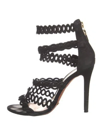 Pre-owned Schutz Suede Sandals In Black