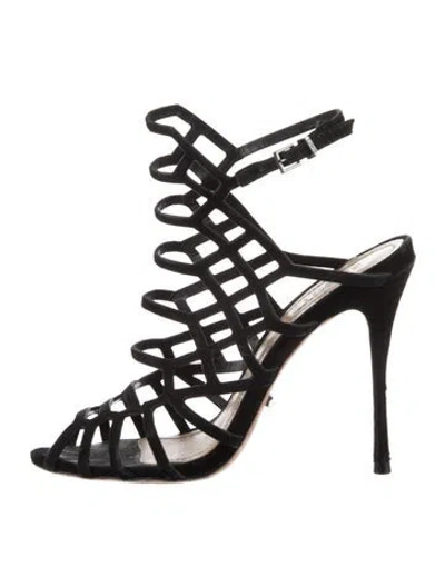 Pre-owned Schutz Suede Sandals In Black