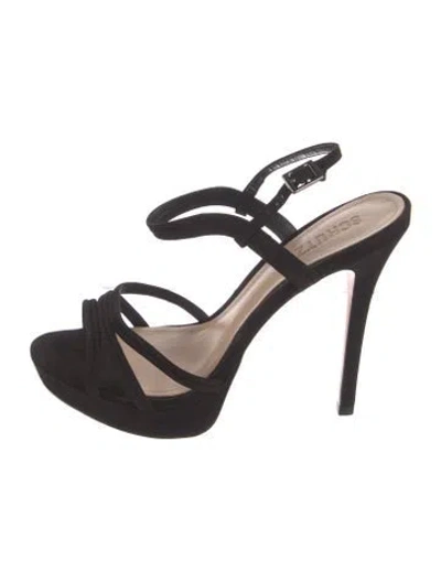 Pre-owned Schutz Suede Sandals In Black