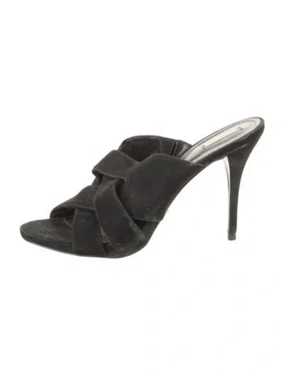 Pre-owned Schutz Suede Slides In Black