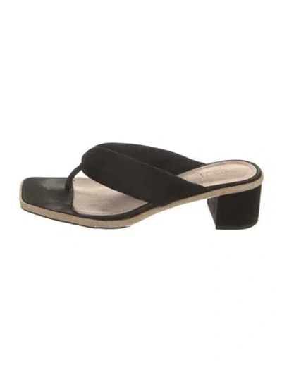 Pre-owned Schutz Suede Slides In Black