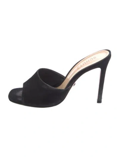 Pre-owned Schutz Suede Slides In Black