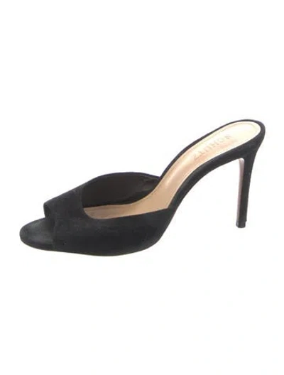 Pre-owned Schutz Suede Slides In Black