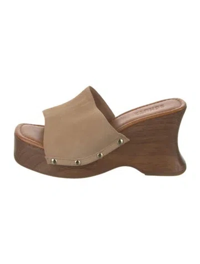 Pre-owned Schutz Suede Slides In Brown