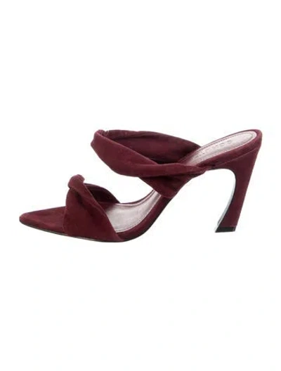 Pre-owned Schutz Suede Slides In Burgundy