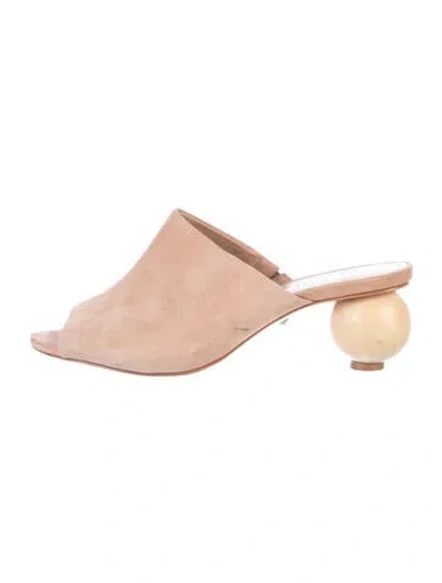 Pre-owned Schutz Suede Slides In Neutral