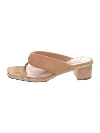 Pre-owned Schutz Suede Slides In Neutral