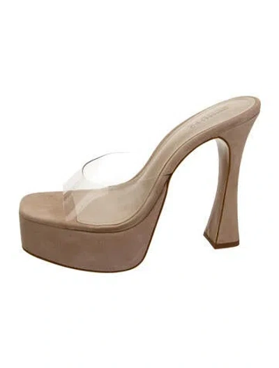 Pre-owned Schutz Suede Slides In Neutrals