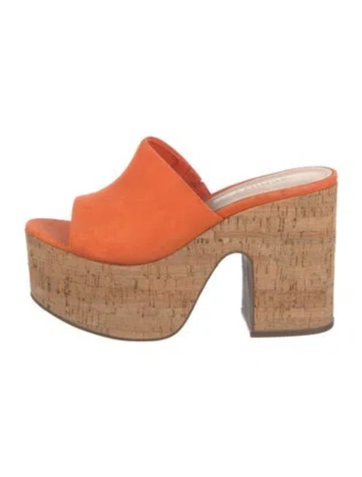 Pre-owned Schutz Suede Slides In Orange
