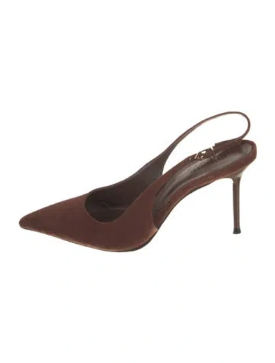 Pre-owned Schutz Suede Slingback Pumps In Brown