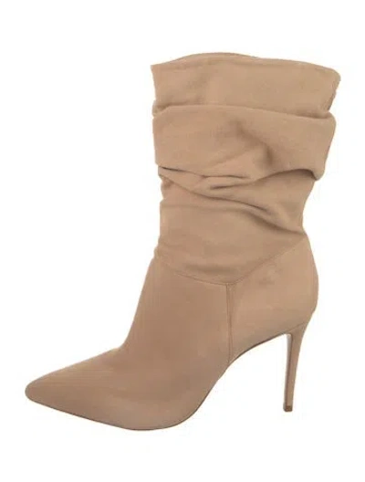 Pre-owned Schutz Suede Slouch Boots In Neutral