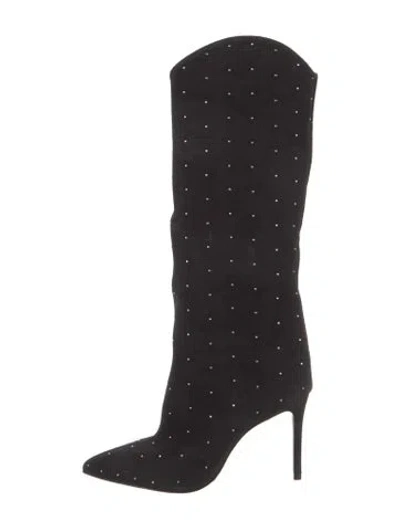 Pre-owned Schutz Suede Studded Accents Boots In Black