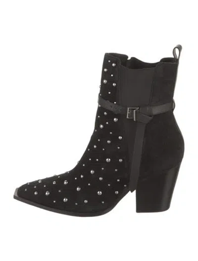 Pre-owned Schutz Suede Studded Accents Boots In Black