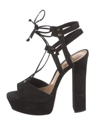 Pre-owned Schutz Suede Studded Accents Gladiator Sandals In Black